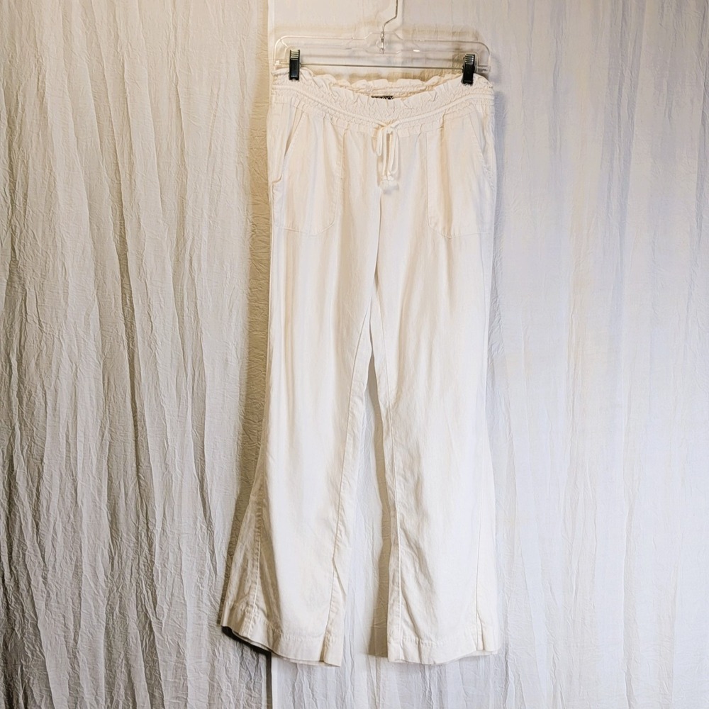 Roxy Oceanside Wide-Leg Pants Breathable Linen-Blend fabric Drawstring Waist S